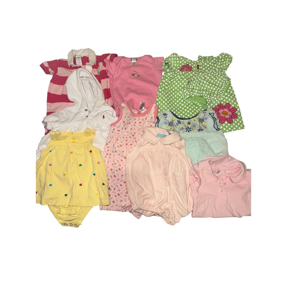 Baby Girl Clothes Bundle 3M Ralph Lauren Carters Gap Rompers Summer 9pc Lot